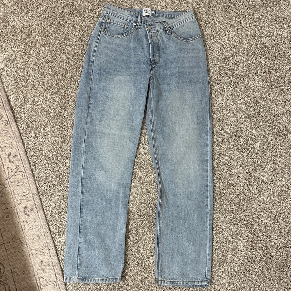 Asymmetric buttons Princess Polly Light Blue Denim Jeans